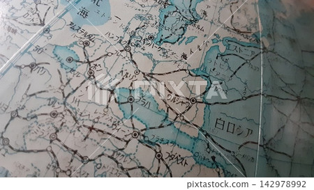 Europe on a globe in the 1970s, when East and West Germany were divided. 142978992