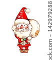 A hand-drawn illustration of a slightly embarrassed Santa Claus 142979288