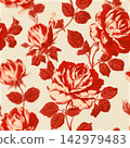 Hand drawn roses seamless pattern. Vintage flowers vector. Romantic floral background for fabric, textiles, cards, wallpaper, wall art, packaging, covers, posters, banners, home decor. 142979483