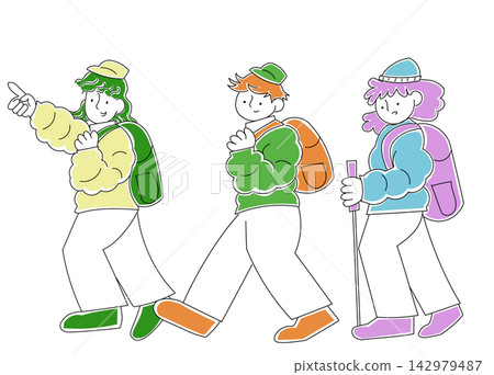 Illustration of people climbing mountains (2) Illustration of people climbing mountains (2) 142979487