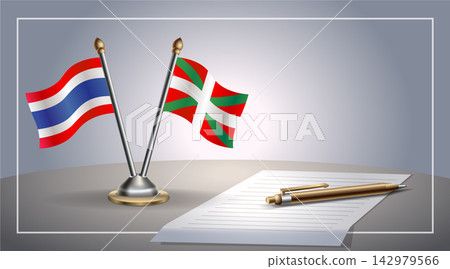 Small national flag of Thailand and Basque lands flag Relation, Template Vector Illustration Small national flag of Thailand and Basque lands flag Relation, Template Vector Illustration 142979566