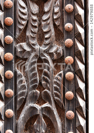 Traditional Moroccan wood carving detail in Marrakesh Traditional Moroccan wood carving detail in Marrakesh 142979888