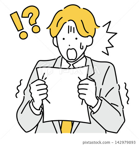 The man was surprised when he saw the documents. The man was surprised when he saw the documents. 142979893