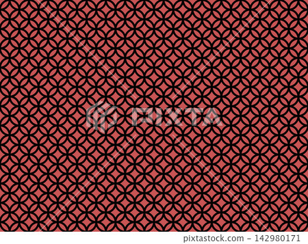A background featuring a crimson and black Shippo (seven treasures) pattern. 142980171