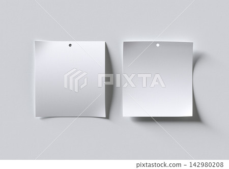 Two Blank Rectangle Tag Mockup. 3d Render. Two Blank Rectangle Tag Mockup. 3d Render. 142980208