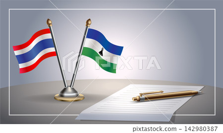 Small national flag of Thailand and Lesotho flag Relation, Template Vector Illustration 142980387
