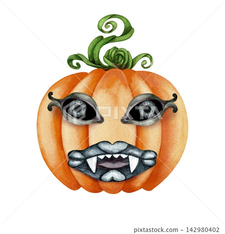Grey Moonlit Vampire Pumpkin Character Grey Moonlit Vampire Pumpkin Character 142980402
