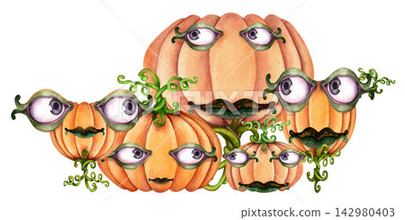 Whimsical Pumpkin Monster Family Group Whimsical Pumpkin Monster Family Group 142980403