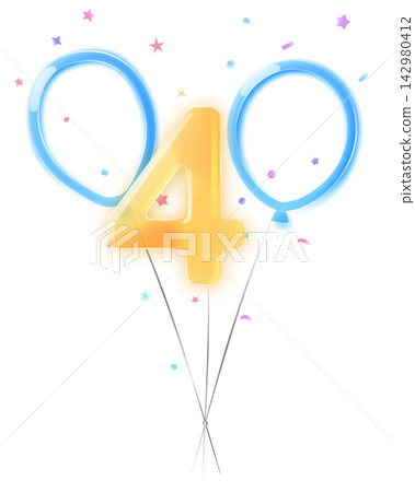 Number four birthday graphic design element. Number four birthday graphic design element. 142980412