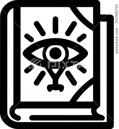 Mysterious magic book icon showing creepy eye Mysterious magic book icon showing creepy eye 142980705