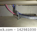 Plumbing conditions under the floor of a newly built house 142981030