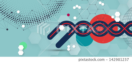 Abstract dna design, neural pathways, science molecular strands 142981237