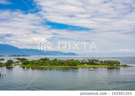 Lake Biwa scenery: View from Biwa Lake Bridge, Katata, Otsu City, Shiga Prefecture Lake Biwa scenery: View from Biwa Lake Bridge, Katata, Otsu City, Shiga Prefecture 142981263