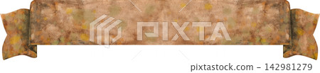 Watercolor vintage bronze ribbon. Hand painted banners isolated on white background. 142981279