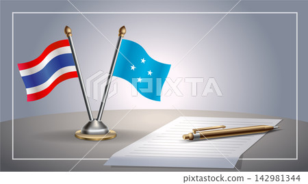 Small national flag of Thailand and Micronesia flag Relation, Template Vector Illustration Small national flag of Thailand and Micronesia flag Relation, Template Vector Illustration 142981344