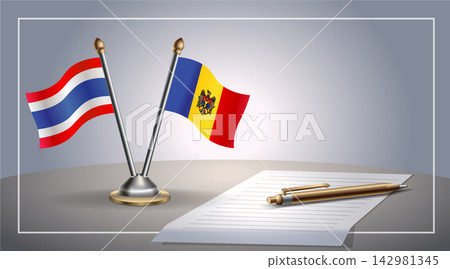 Small national flag of Thailand and Moldova flag Relation, Template Vector Illustration Small national flag of Thailand and Moldova flag Relation, Template Vector Illustration 142981345