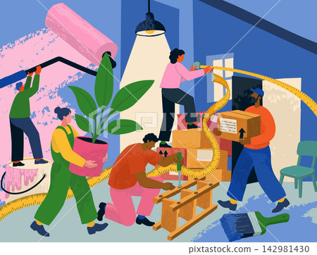 House Moving and Home Renovation Concept House Moving and Home Renovation Concept 142981430