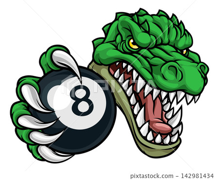 Alligator Crocodile Sports Mascot 8 Ball Pool Ball Alligator Crocodile Sports Mascot 8 Ball Pool Ball 142981434