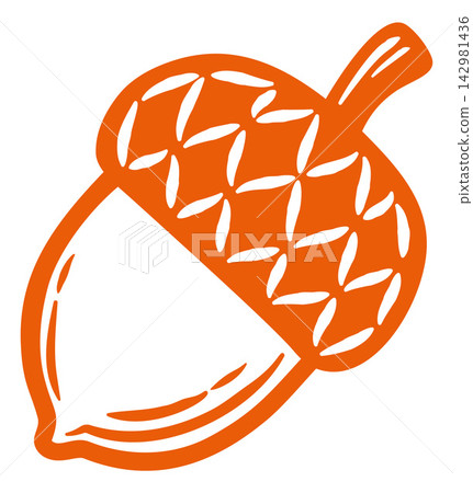 Acorn Oak Seed Nut Doodle Hand Drawn Style Design 142981436