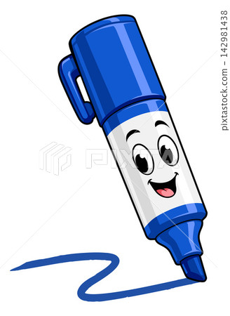 Cartoon marker pen character with happy smiling face. Ideal clip Cartoon marker pen character with happy smiling face. Ideal clip 142981438