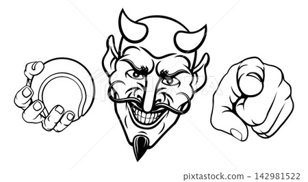 Devil Tennis Ball Sport Team Mascot Illustration Devil Tennis Ball Sport Team Mascot Illustration 142981522