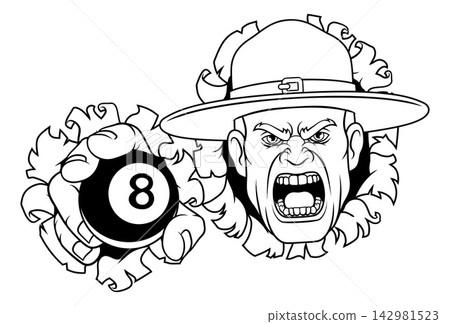 Drill Instructor Sergeant Billiards Pool Mascot Drill Instructor Sergeant Billiards Pool Mascot 142981523