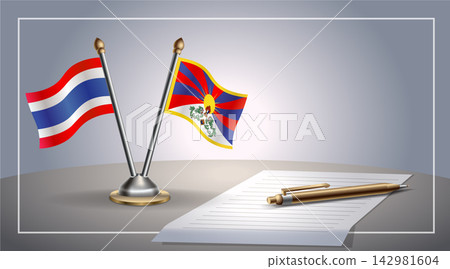 Small national flag of Thailand and Tibet flag Relation, Template Vector Illustration Small national flag of Thailand and Tibet flag Relation, Template Vector Illustration 142981604