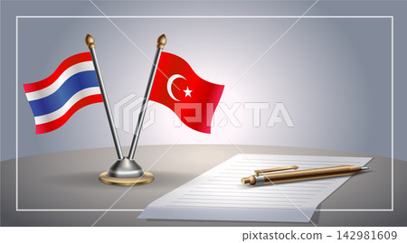 Small national flag of Thailand and Turkey flag Relation, Template Vector Illustration 142981609