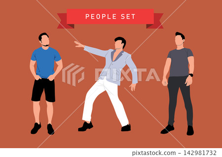 People set. Vector illustration in flat style. Men in casual clothes. People set. Vector illustration in flat style. Men in casual clothes. 142981732