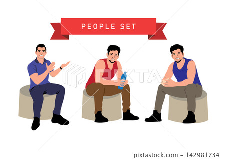 People of different ages sitting on chairs. Vector illustration. People of different ages sitting on chairs. Vector illustration. 142981734