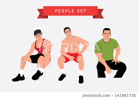 Set of people in sportswear. Flat style vector illustration. Set of people in sportswear. Flat style vector illustration. 142981738