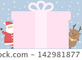 Copy space for gift box: Cute Christmas background with Santa Claus and reindeer. 142981877