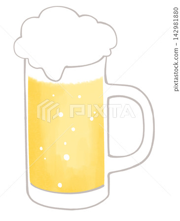 Illustration of beer in a beer mug 142981880