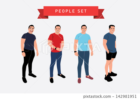 People of different ages and body types. Flat style vector illustration. People of different ages and body types. Flat style vector illustration. 142981951