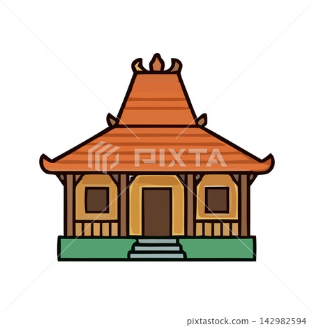Simple vector illustration of traditional japanese temple or asian shrine building. Simple vector illustration of traditional japanese temple or asian shrine building. 142982594