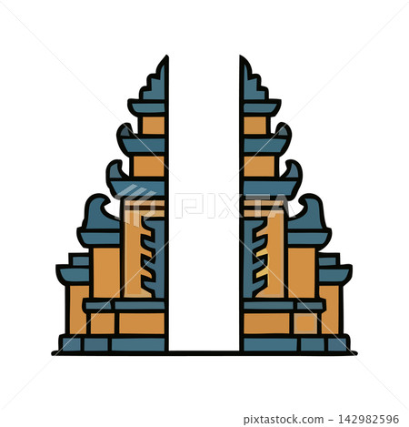 Minimalist line art illustration of traditional Japanese pagoda building design. Minimalist line art illustration of traditional Japanese pagoda building design. 142982596