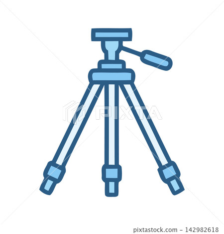 Modern and minimalist vector icon of a camera tripod, perfect for photography or art concepts. Modern and minimalist vector icon of a camera tripod, perfect for photography or art concepts. 142982618