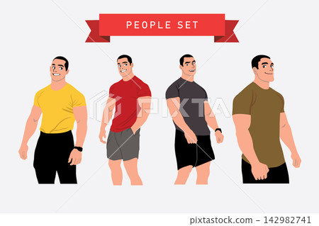 Men in sportswear. Vector illustration of men in sportswear. Men in sportswear. Vector illustration of men in sportswear. 142982741