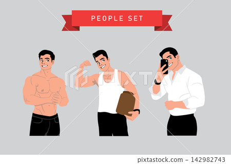 Vector illustration of a man in a shirt and shorts Vector illustration of a man in a shirt and shorts 142982743