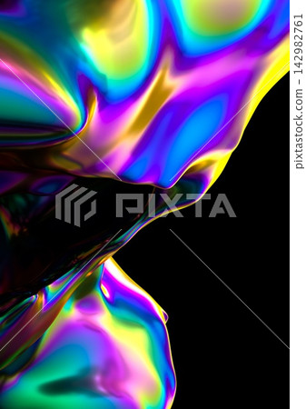 Liquid Iridescent Flow Render. Futuristic Abstract Design Liquid Iridescent Flow Render. Futuristic Abstract Design 142982761