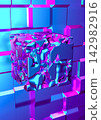 Holographic Cube Render. Abstract Futuristic Art 142982916