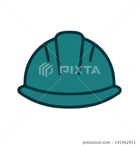 Simple and clean vector icon of a construction hard hat, ideal for safety or engineering themes. 142982951