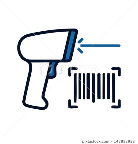 Minimalist line drawing icon representing digital scanning, document processing, or image digitization. Minimalist line drawing icon representing digital scanning, document processing, or image digitization. 142982988