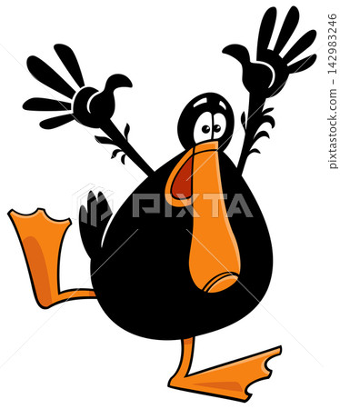 cartoon happy black duck comic animal character cartoon happy black duck comic animal character 142983246