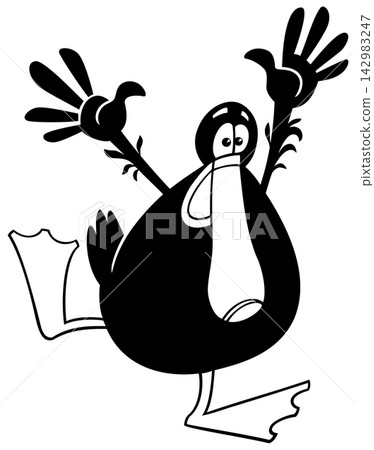 cartoon happy black duck comic animal character coloring page cartoon happy black duck comic animal character coloring page 142983247