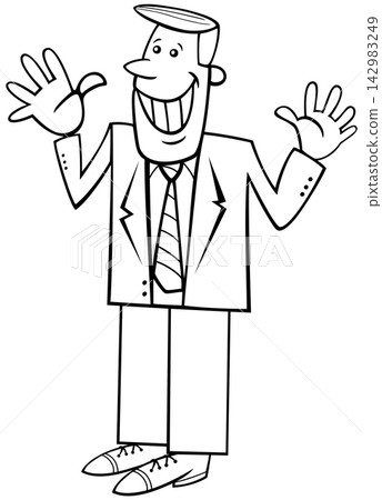 funny cartoon man or businessman comic character coloring book funny cartoon man or businessman comic character coloring book 142983249