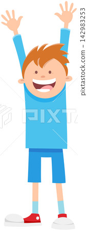 happy cartoon boy elementary age or teenager character 142983253