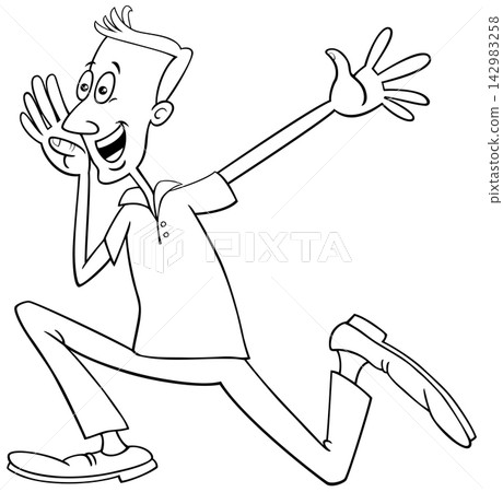 running cartoon young man comic character coloring page running cartoon young man comic character coloring page 142983258