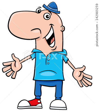 happy cartoon young man or guy comic character happy cartoon young man or guy comic character 142983259