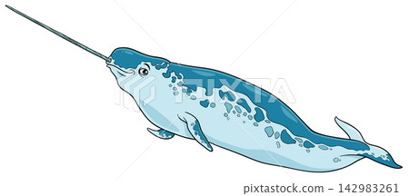 cartoon narwhal sea mammal animal character 142983261